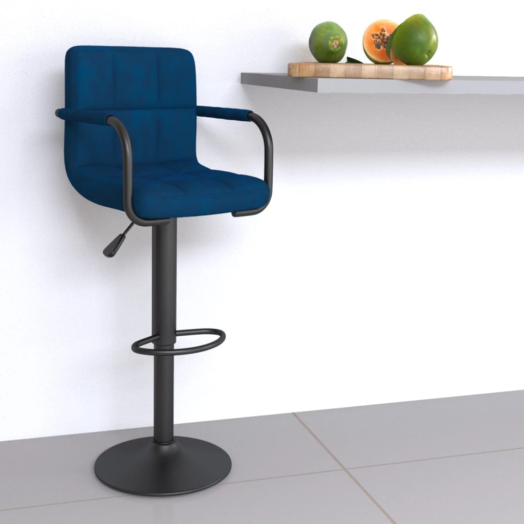 Barhocker 2 Stk. Blau Samt