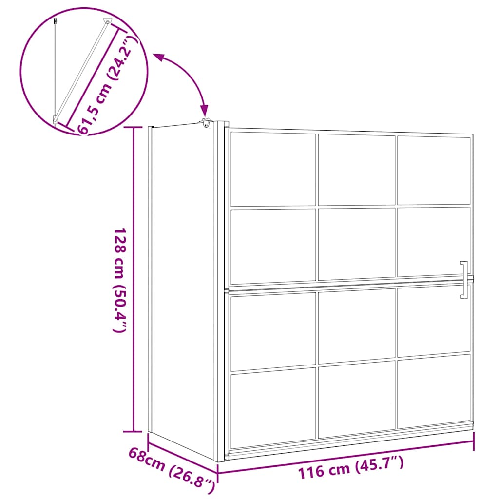 Bad-Duschschirm Schwarz und Transparent 80 x 68 x 128 cm