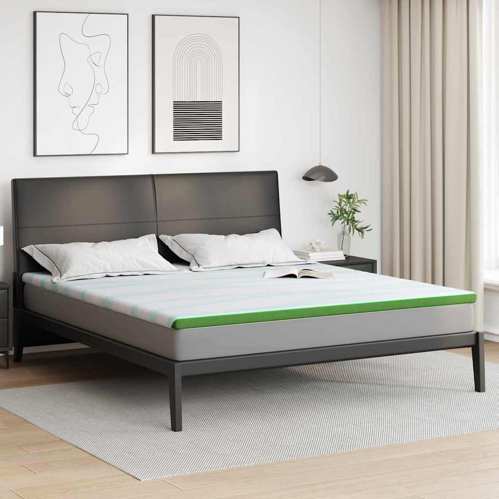 Matratzenauflage Weiß und Grün 80 x 200 cm Jacquard Stoff