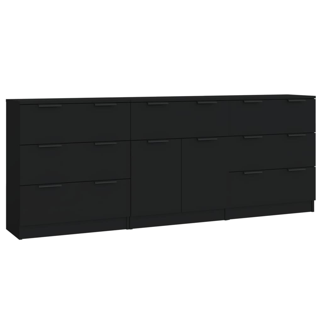 3-tlg. Sideboards Weiß Holzwerkstoff