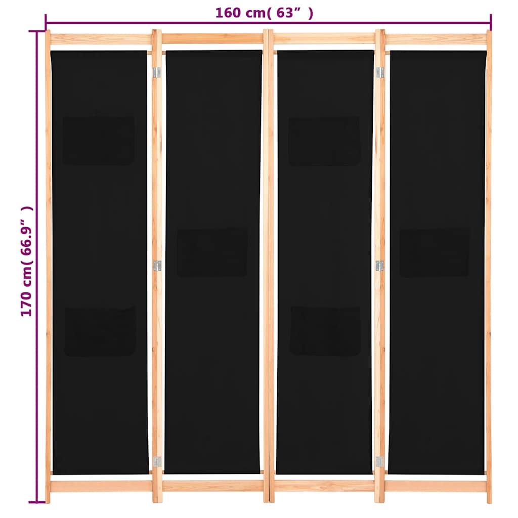 5-teiliger Raumteiler Creme 200 x 170 x 4 cm Stoff