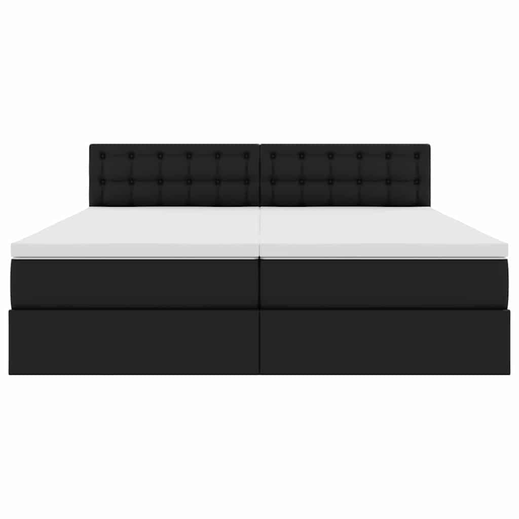 Bett mit Stauraum und LED Schwarz 180 x 200 cm Kunstleder