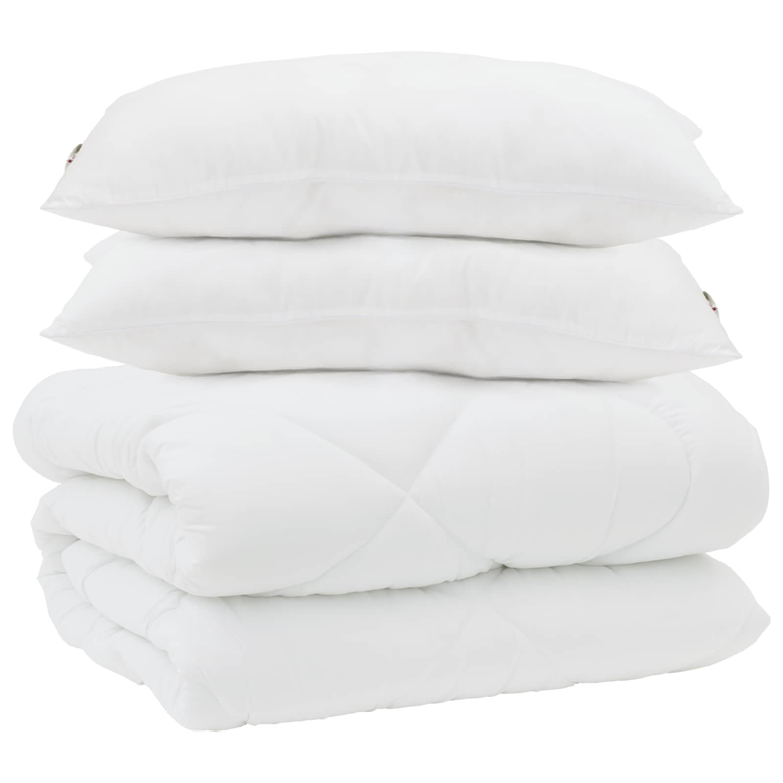 Decke mit Kissen 3 pcs Weiß Mikrofaser und Daunenfedern
