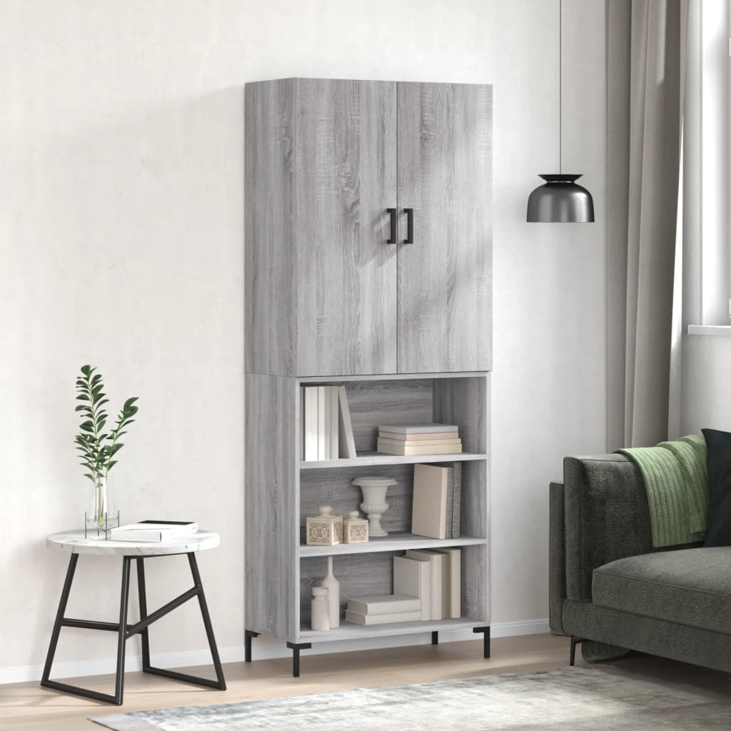 Highboard Betongrau 69,5x34x180 cm Holzwerkstoff