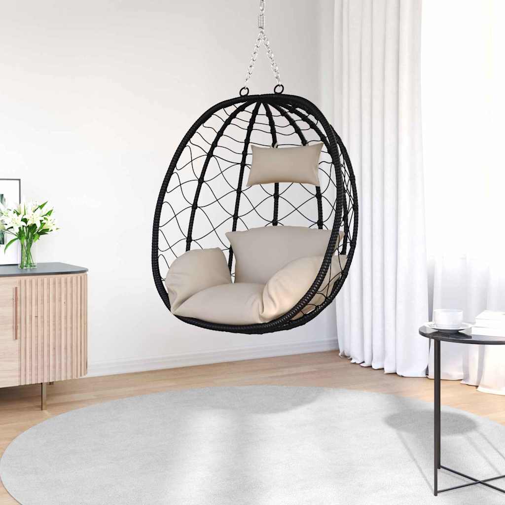 Hängendes Ei-Stuhl Anthrazit 91,5 x 54,5 x 107 cm Poly-Rattan