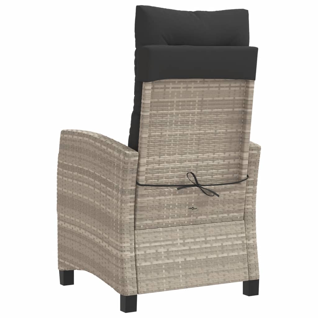 Gartensessel Verstellbar mit Kissen Schwarz Poly Rattan