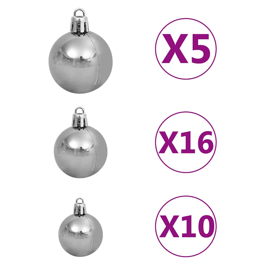 Künstlicher Weihnachtsbaum mit Beleuchtung & Kugeln Weiß 120 cm