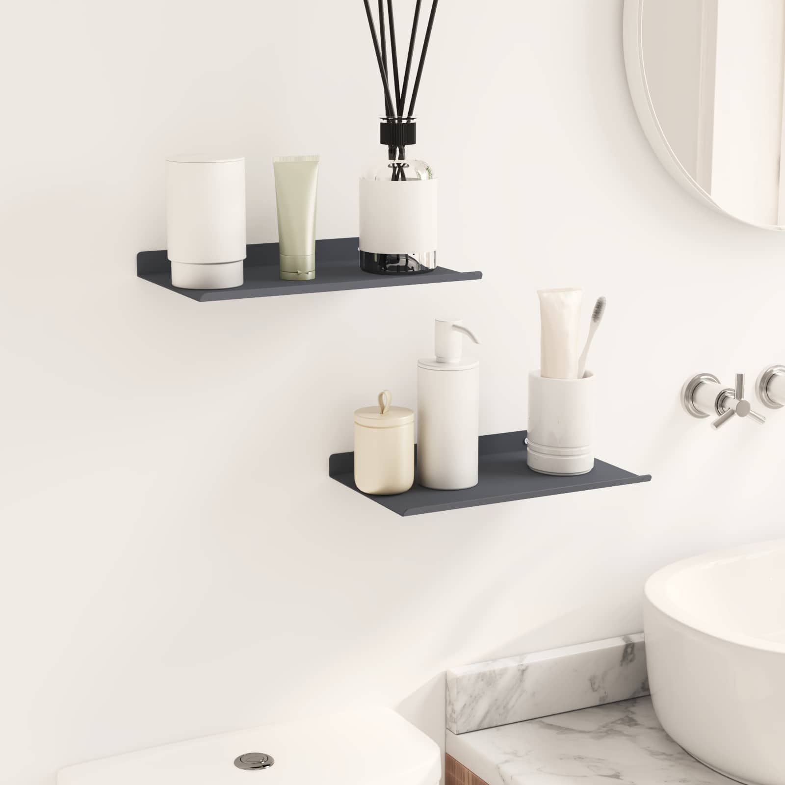 Schwebendes Regal 3 pcs Schwarz 40 x 9 x 2,5 cm Stahl