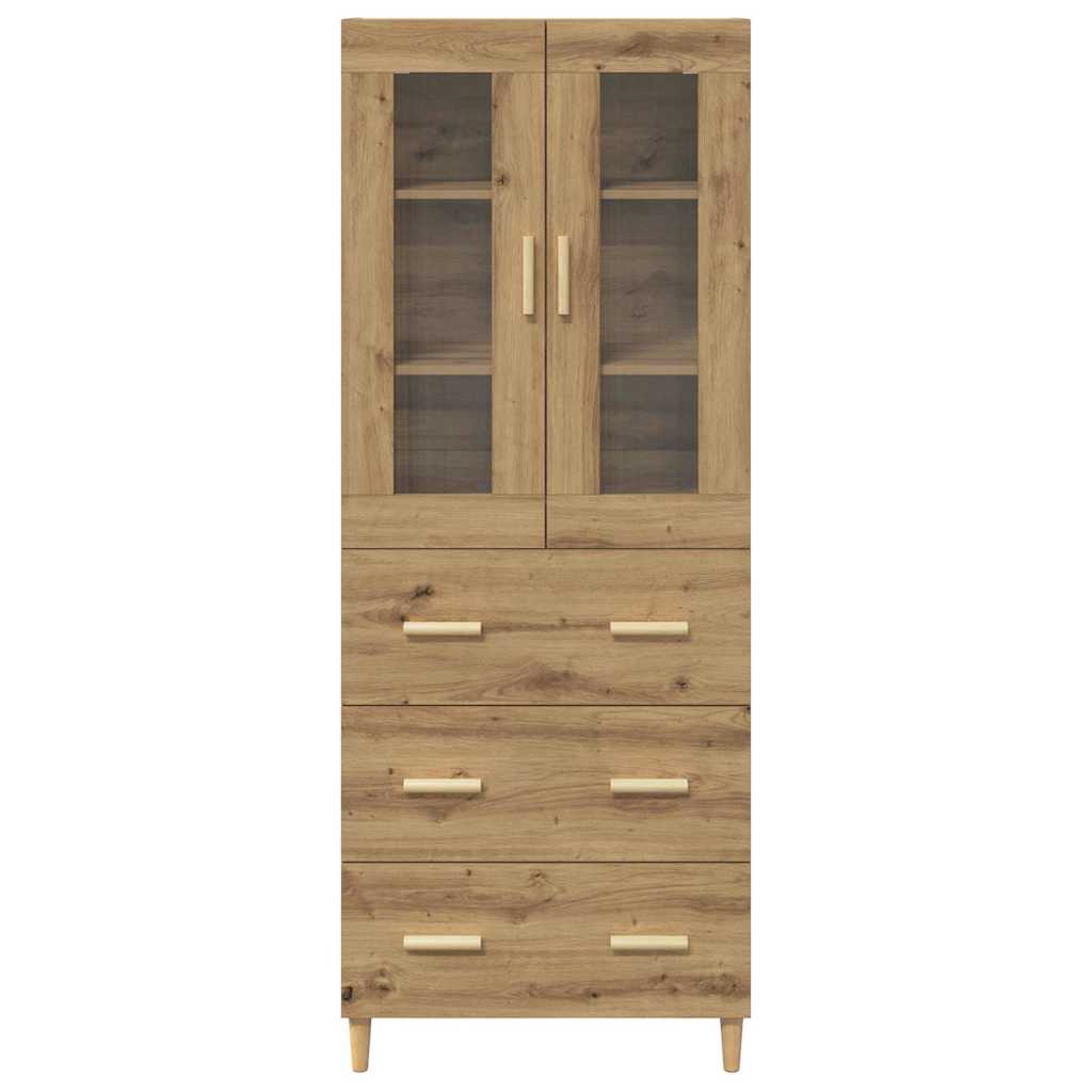Highboard Altholz 69,5 x 34 x 180 cm Engineered Wood und Glas