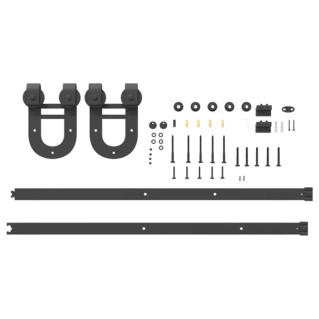 Schiebetürbeschlag-Set 183 cm Stahl Schwarz