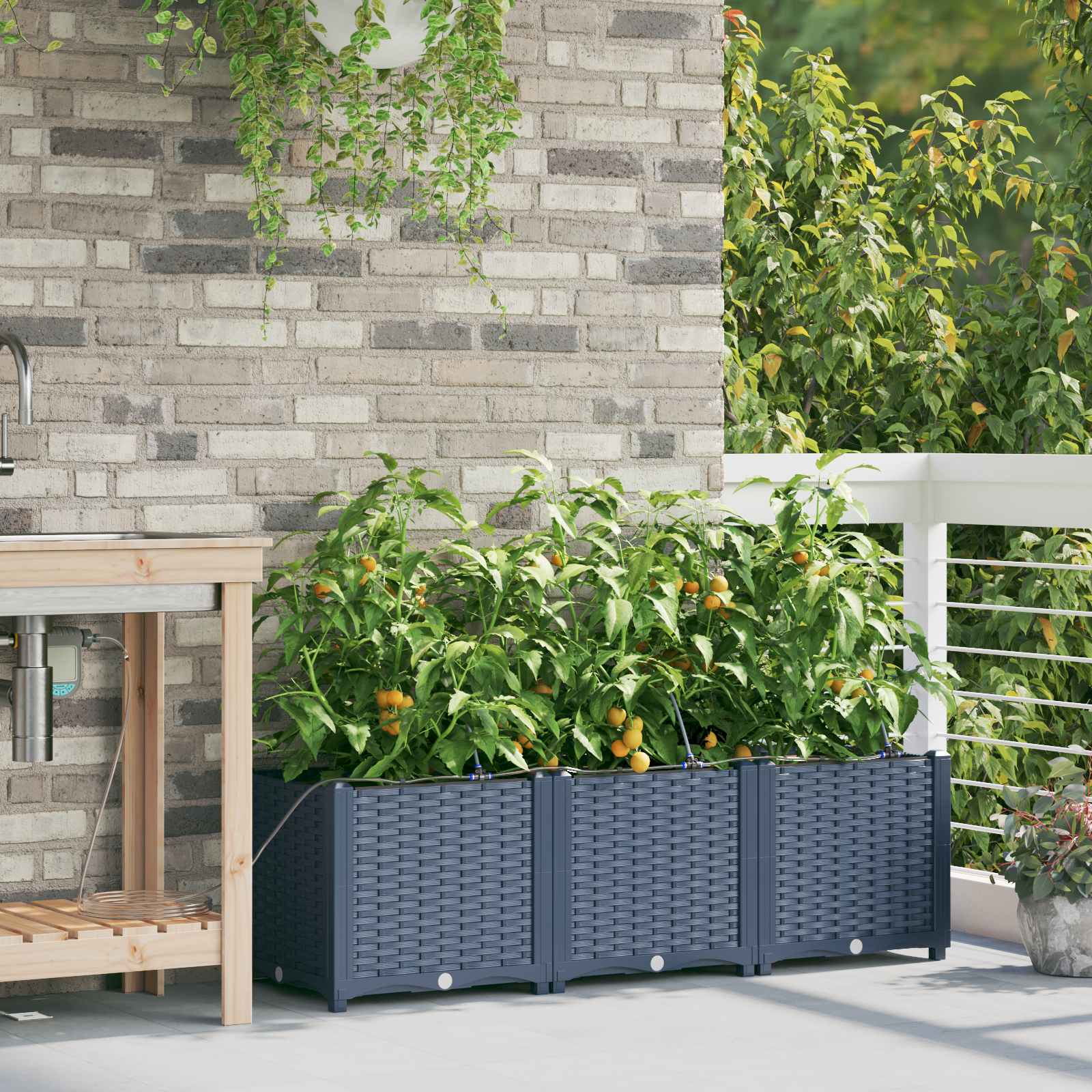 Garten-Pflanzgefäß 4 Stk. Braun 160 x 40 x 22 cm PP