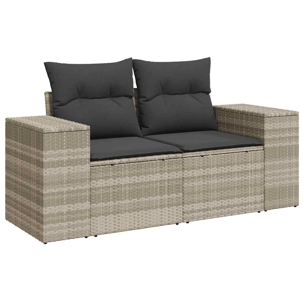 10-tlg. Garten-Sofagarnitur mit Kissen Schwarz Poly Rattan