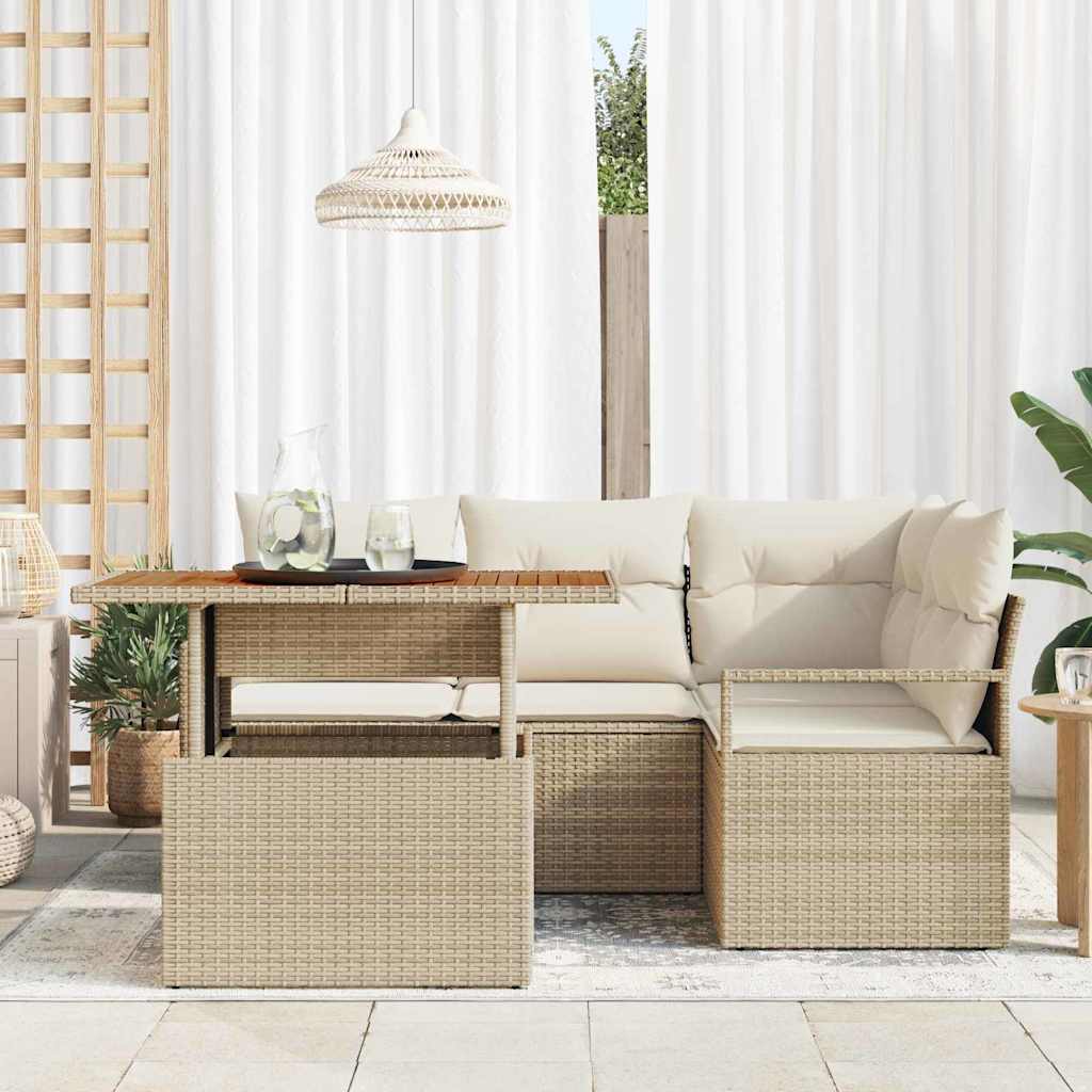 Garten Essgruppe mit Kissen 5 pcs Schwarz und Creme