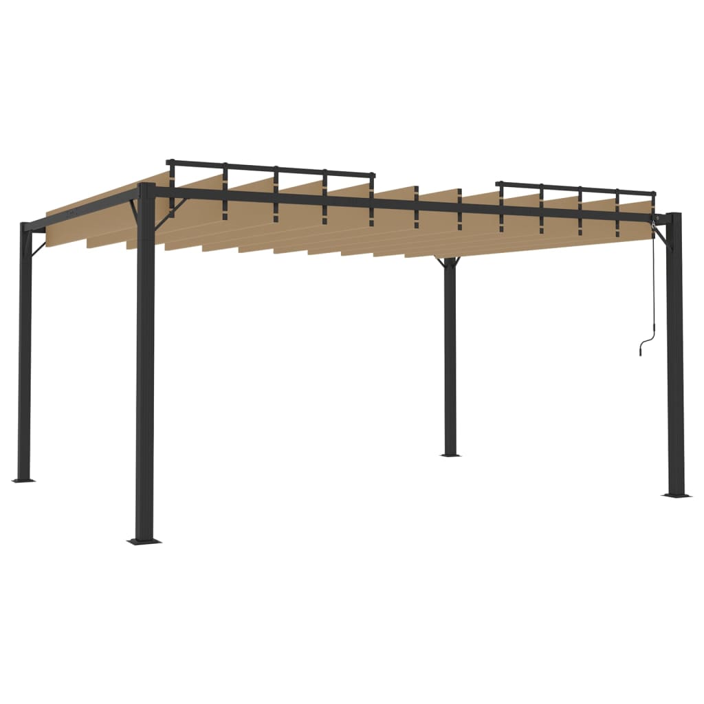 Pergola mit Lamellendach 3x3 m Creme Stoff und Aluminium
