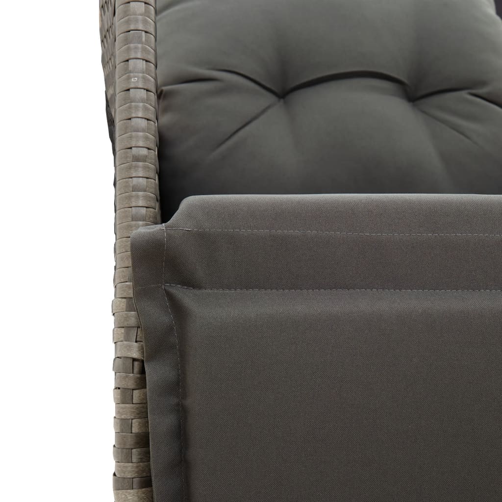 Gartensessel Verstellbar mit Kissen Schwarz Poly Rattan
