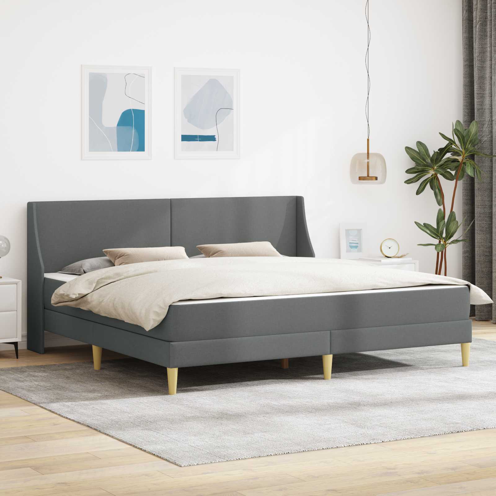Bettgestell mit Matratze Hellgrau 80x 200 cm Polyester