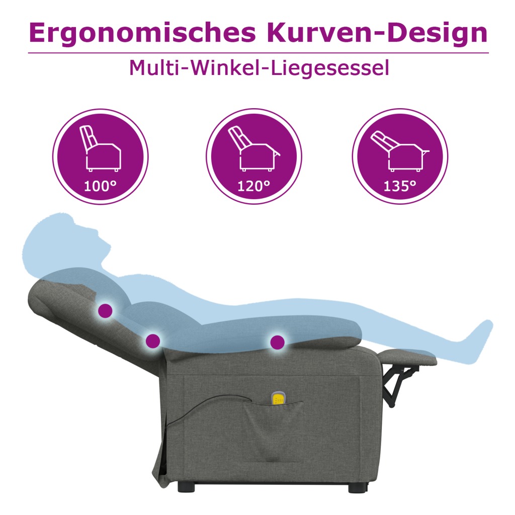 Massagesessel Verstellbar Grau Kunstleder und Bugholz