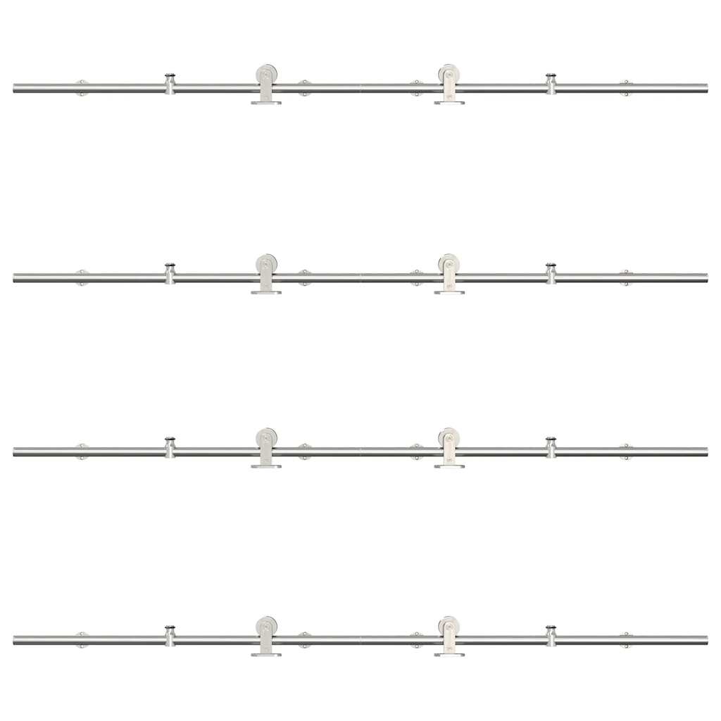 Schiebetür-Beschlagsatz 183 cm Edelstahl Silbern