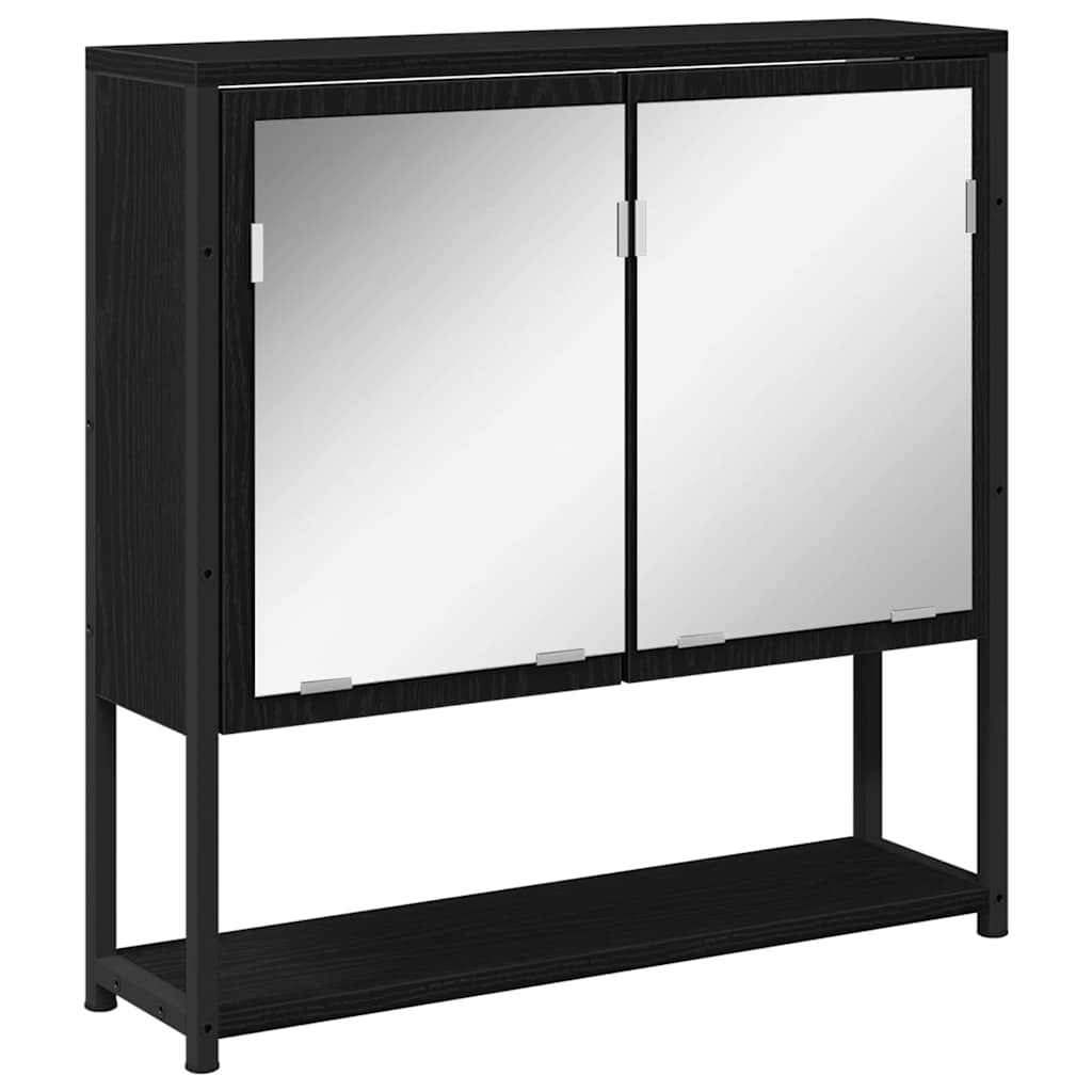 3-tlg. Badmöbel-Set Schwarz Holzwerkstoff