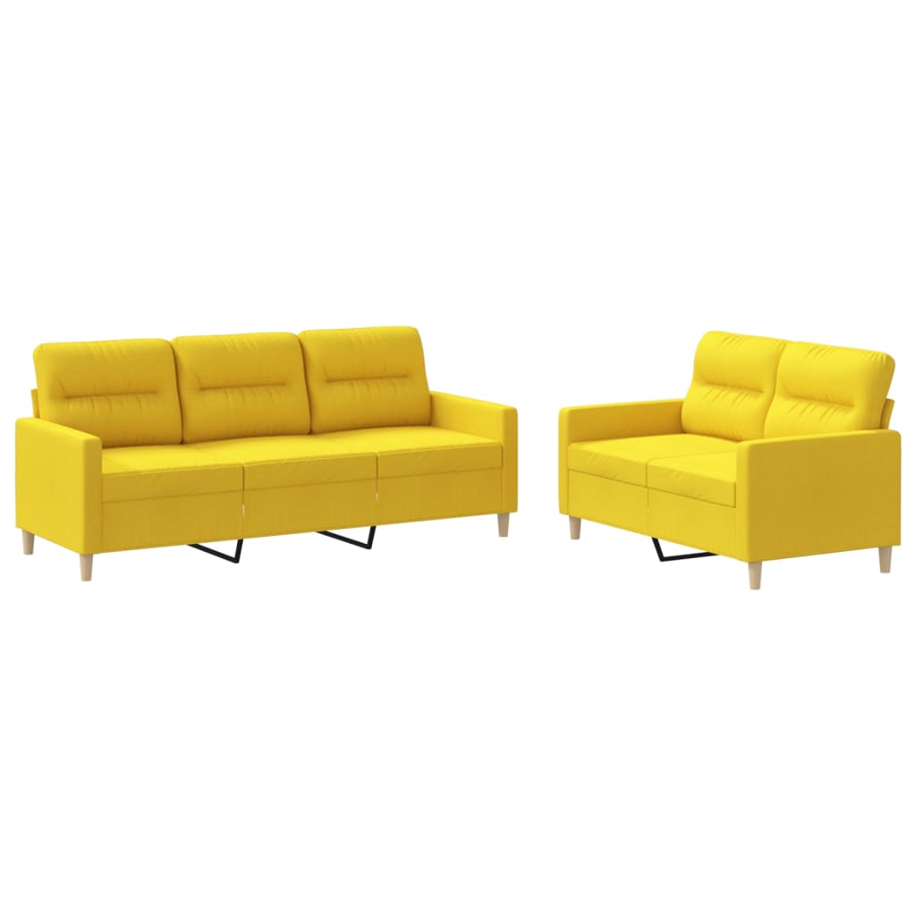 3-tlg. Sofagarnitur mit Kissen Taupe Stoff