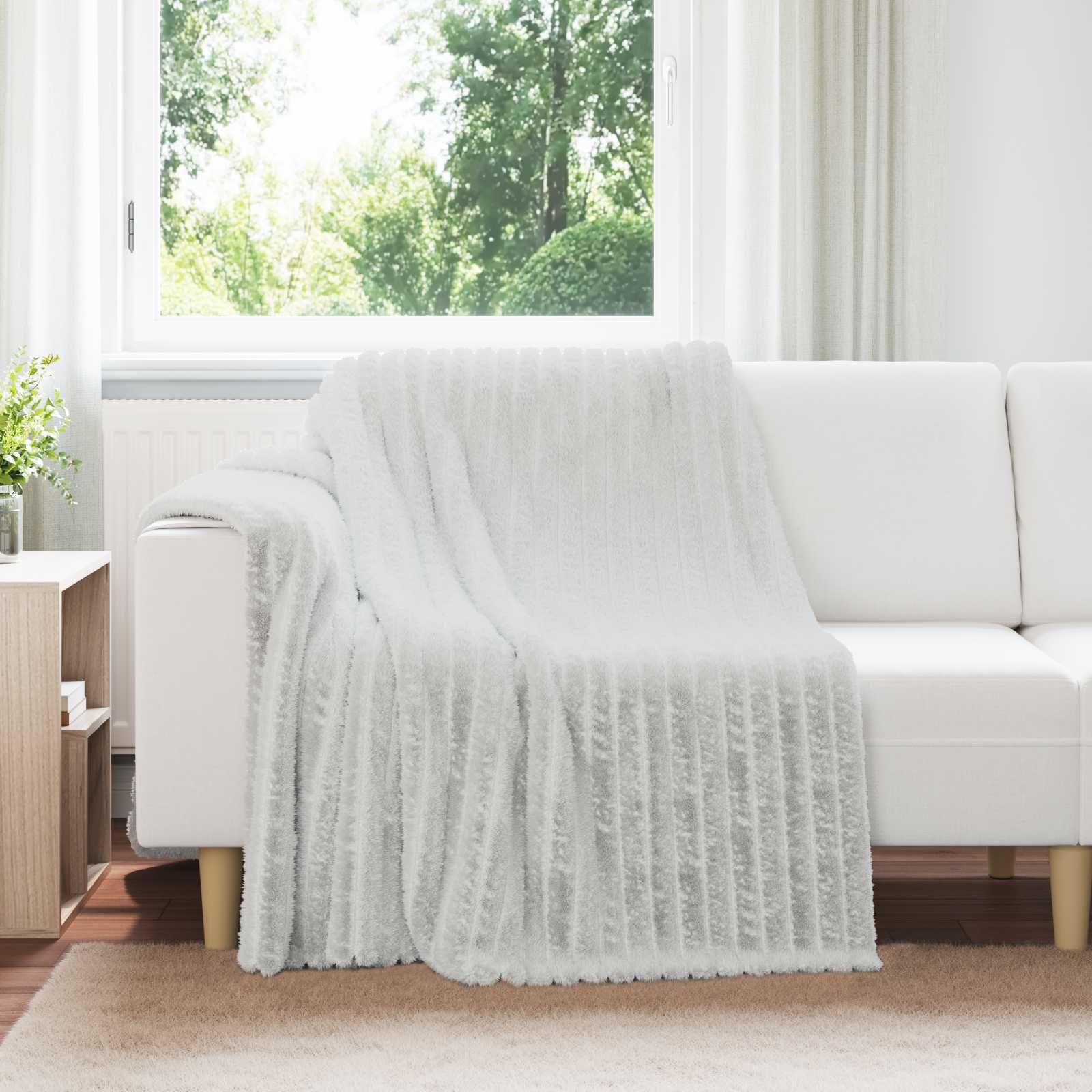 Überwurfdecke Beige 150 x 130 cm Fleece