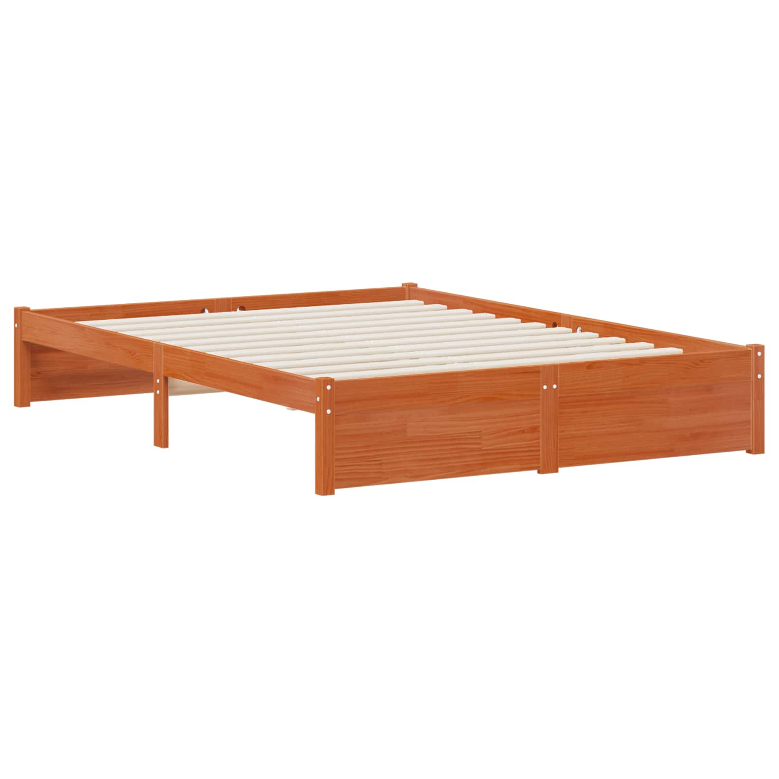Bettgestell mit Aufbewahrungskopfteil 2 pcs Wachsbraun