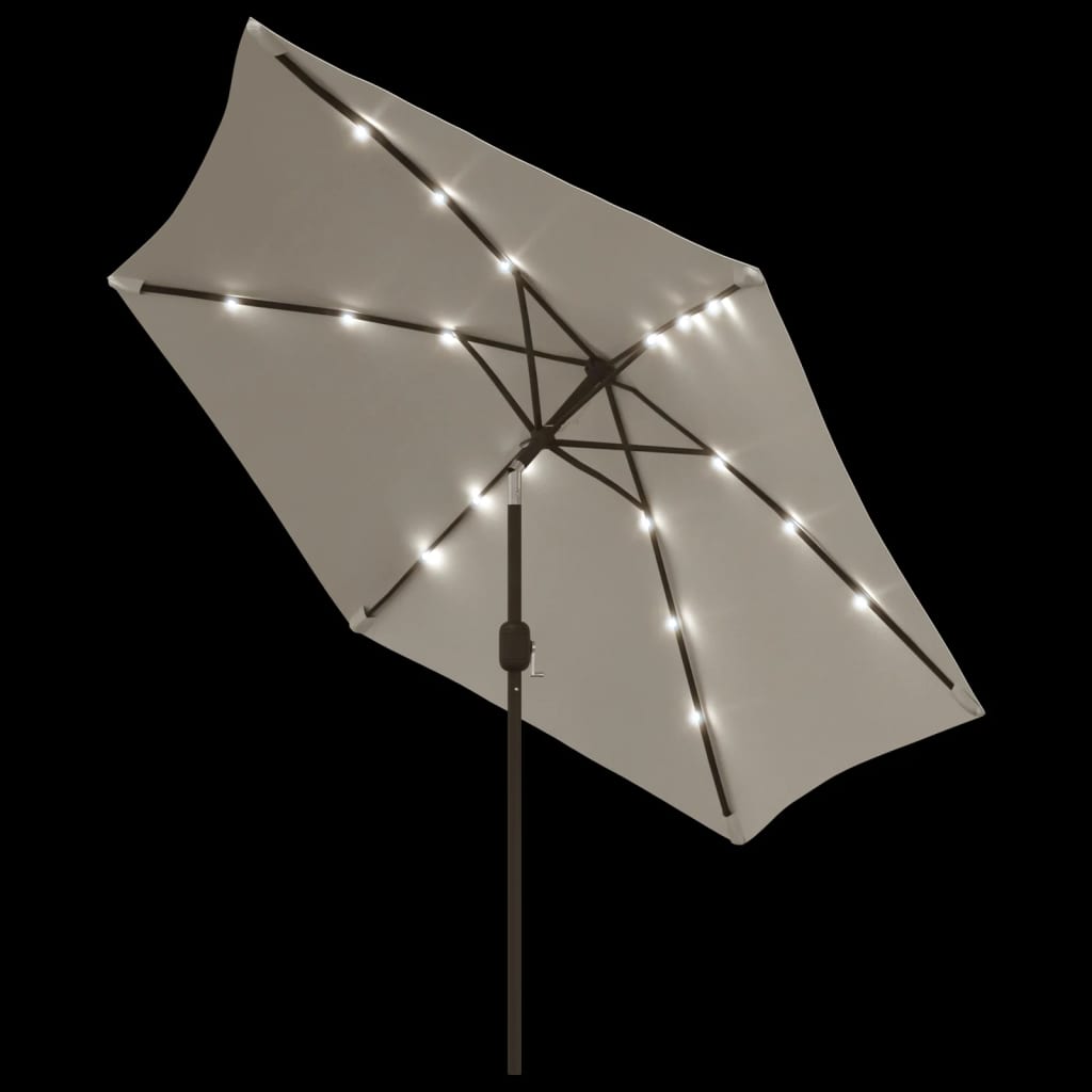 Sonnenschirm mit LED-Beleuchtung Stahl-Mast 300 cm Bordeauxrot