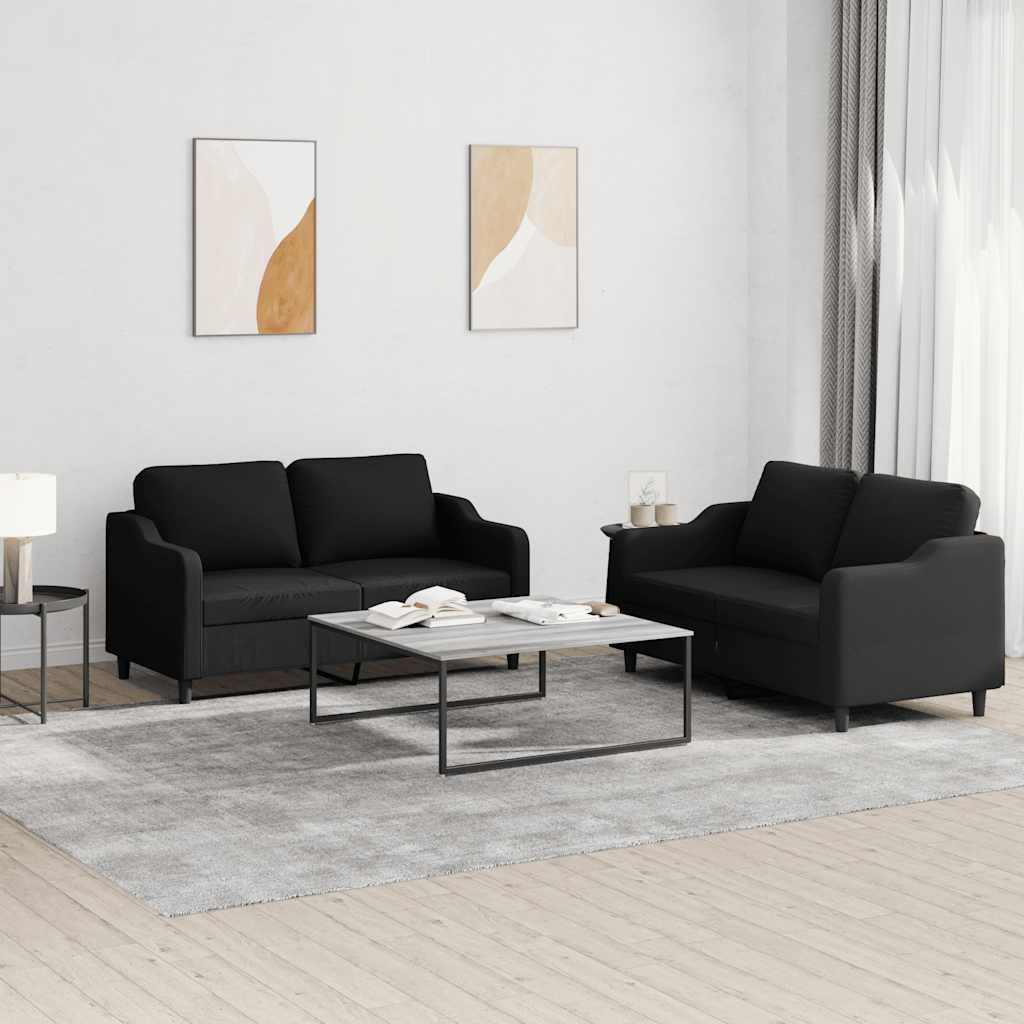 3-tlg. Sofagarnitur mit Kissen Creme Stoff