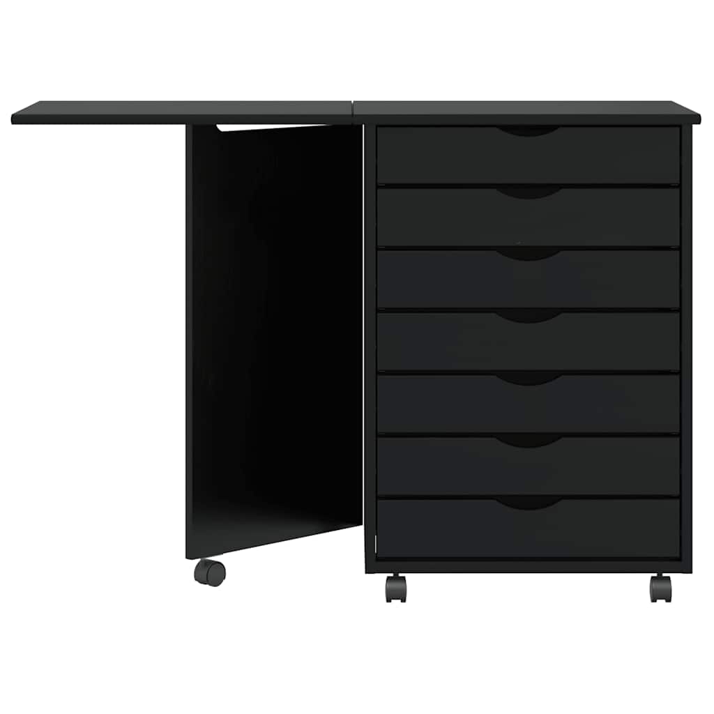 Rollschrank mit Schreibtisch MOSS Honigbraun Massivholz Kiefer