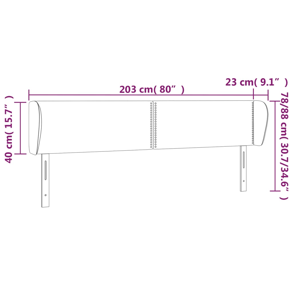 Kopfteil mit Ohren Dunkelgrau 83x23x78/88 cm Stoff