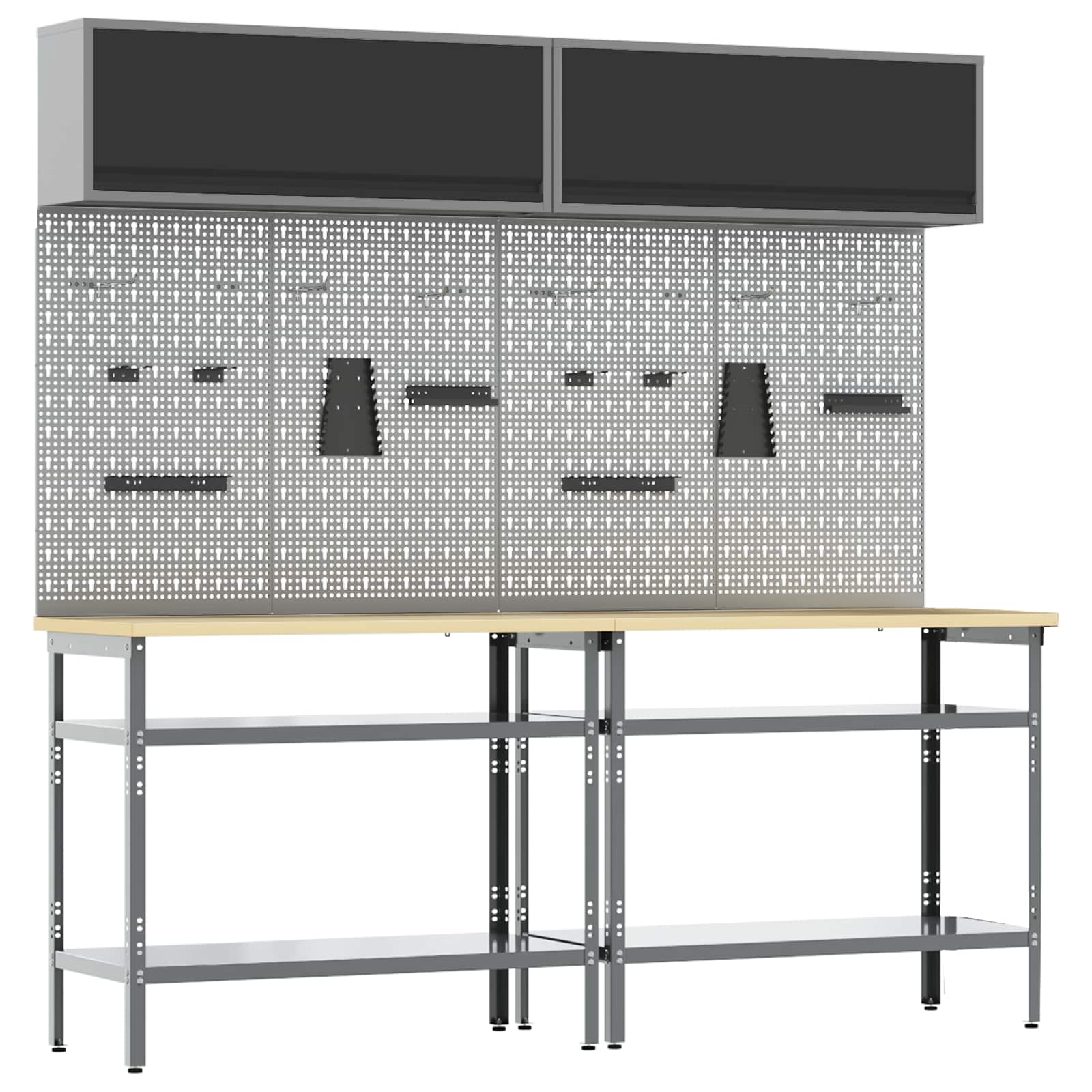 Werkbank-Set mit Schubladen 2 pcs Rot und Grau 200 x 55 x 85 cm