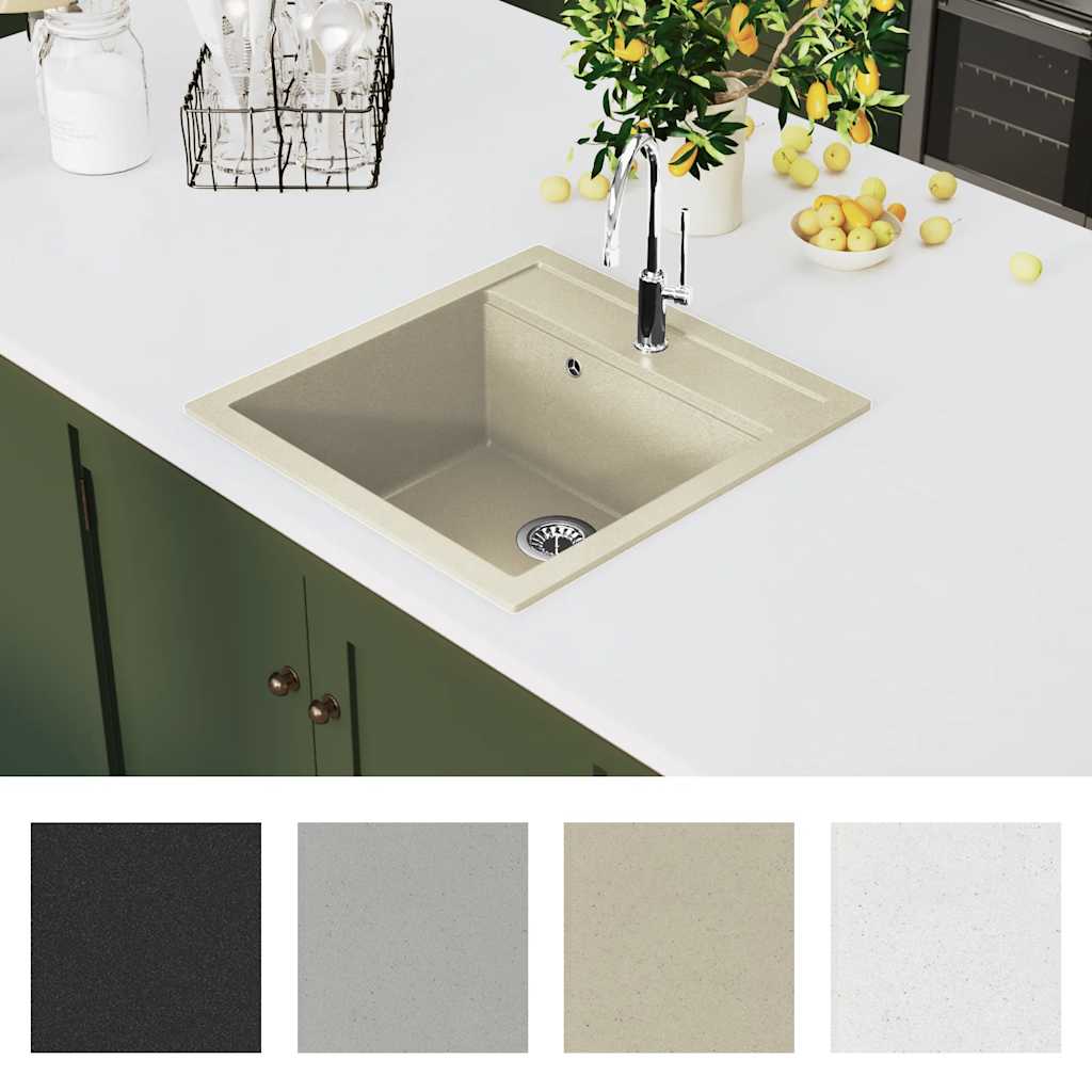 Granitspüle Einzelbecken Schwarz