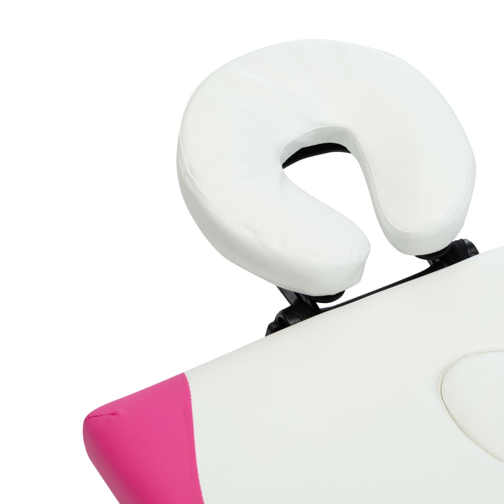 Massageliege Klappbar 4-Zonen Aluminiumgestell Schwarz und Rosa