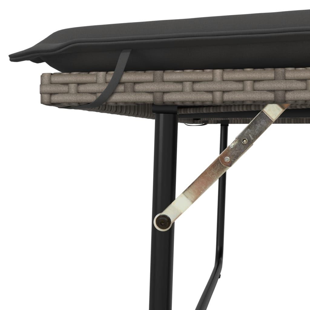 Gartenbank mit Kissen und Hocker Schwarz Poly Rattan