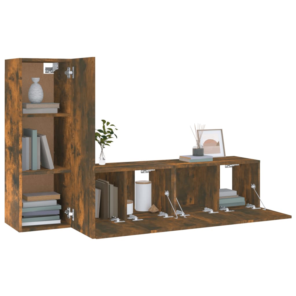 3-tlg. TV-Schrank-Set Weiß Holzwerkstoff