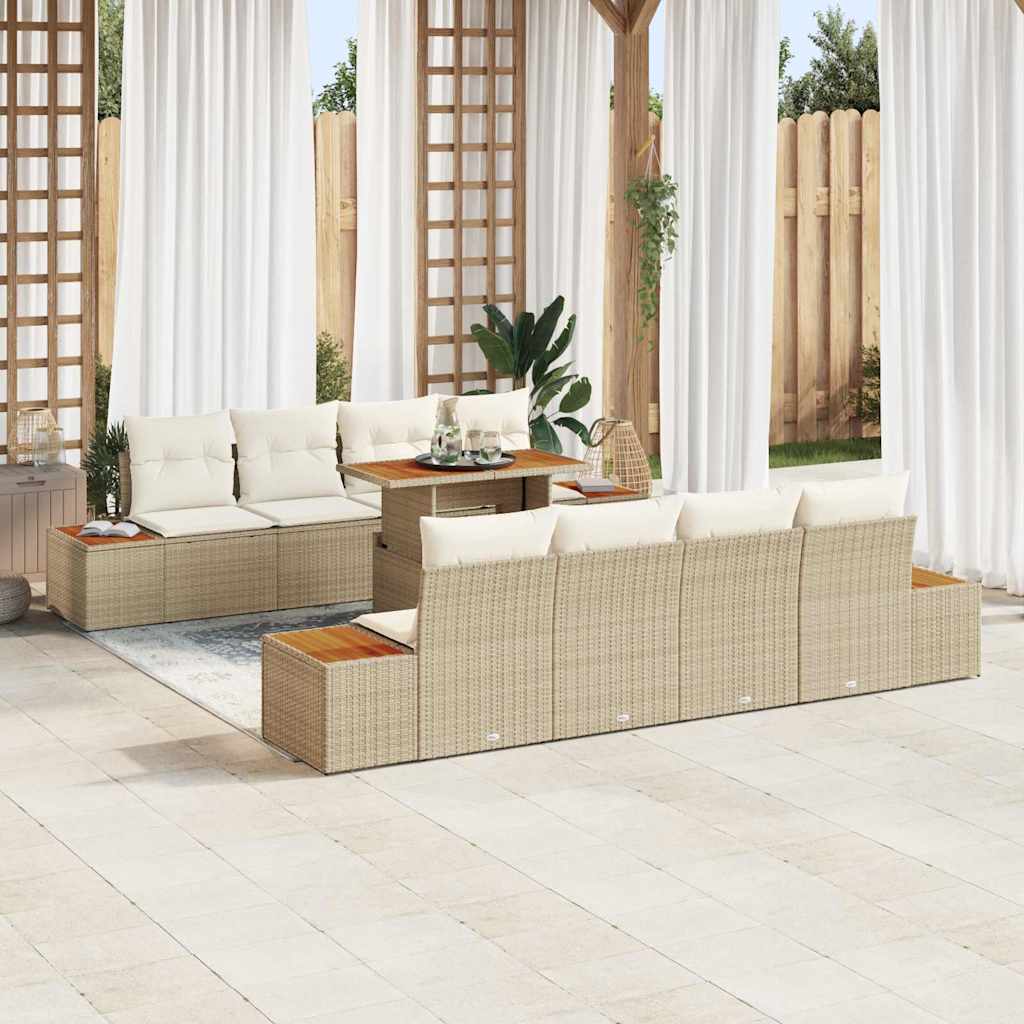 Garten Essgruppe mit Kissen 9 pcs Schwarz und Beige