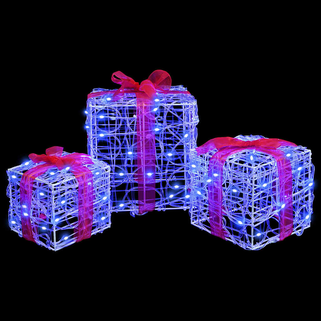 Geschenkbox mit 60 LEDs 3 pcs Warmweiß 20 x 20 x 20 cm Acryl