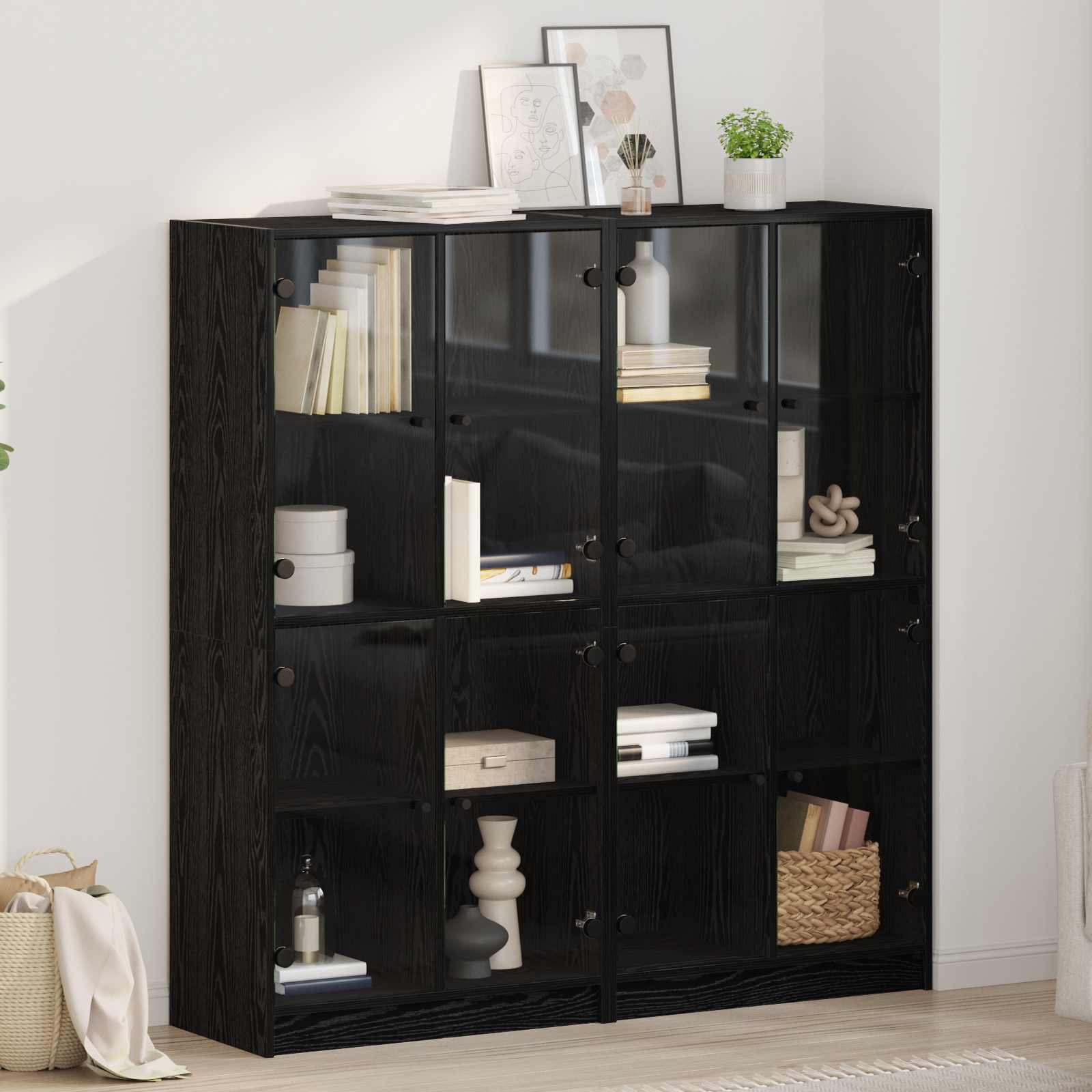 Bücherschrank mit Türen Weiß 136x37x142 cm Holzwerkstoff
