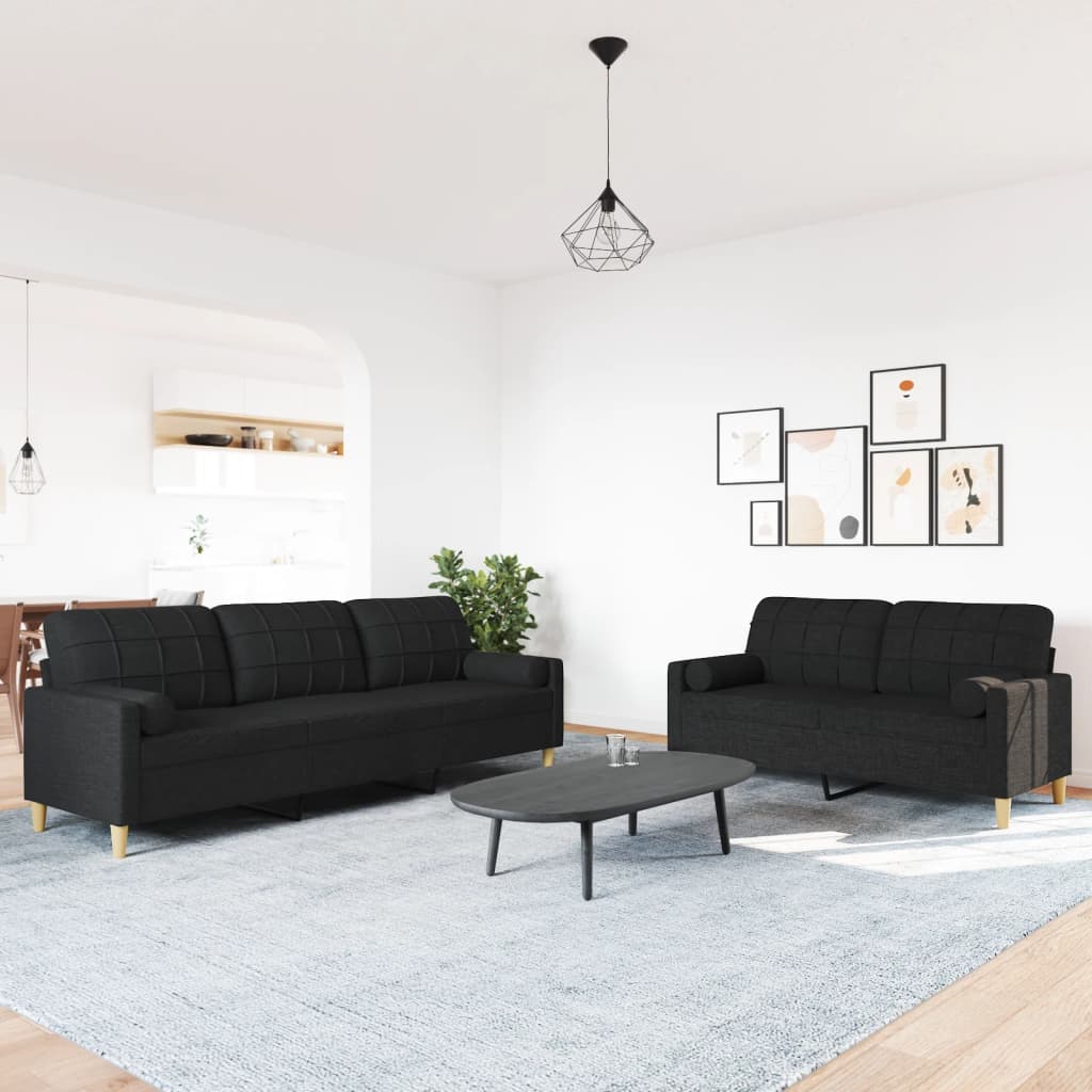 2-tlg. Sofagarnitur Hellgrau Stoff