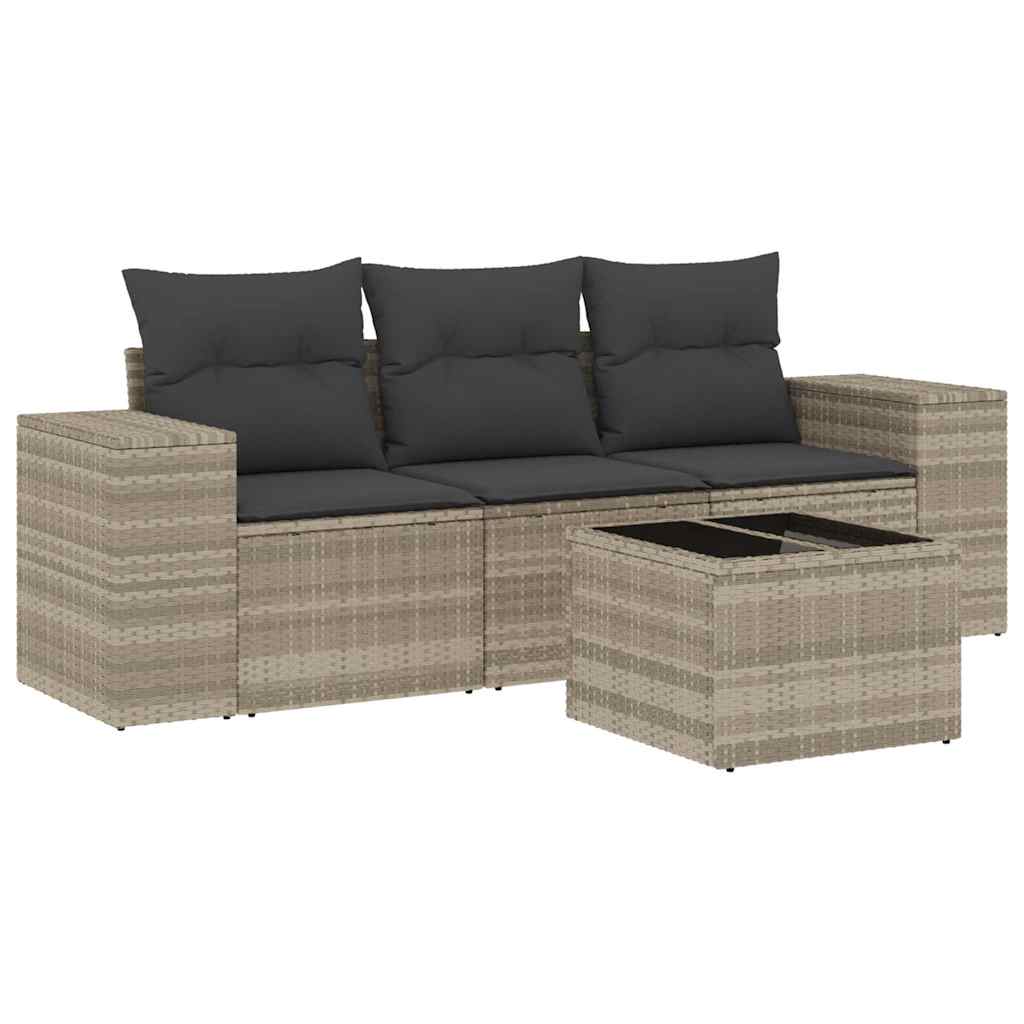 3-tlg. Garten-Sofagarnitur mit Kissen Schwarz Poly Rattan