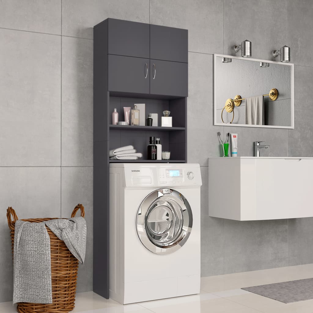 Waschmaschinenschrank Weiß 64x25,5x190 cm Holzwerkstoff