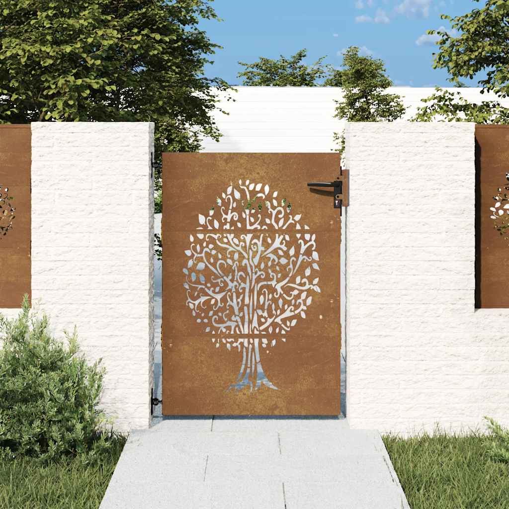 Gartentor 85x75 cm Cortenstahl Baum-Design