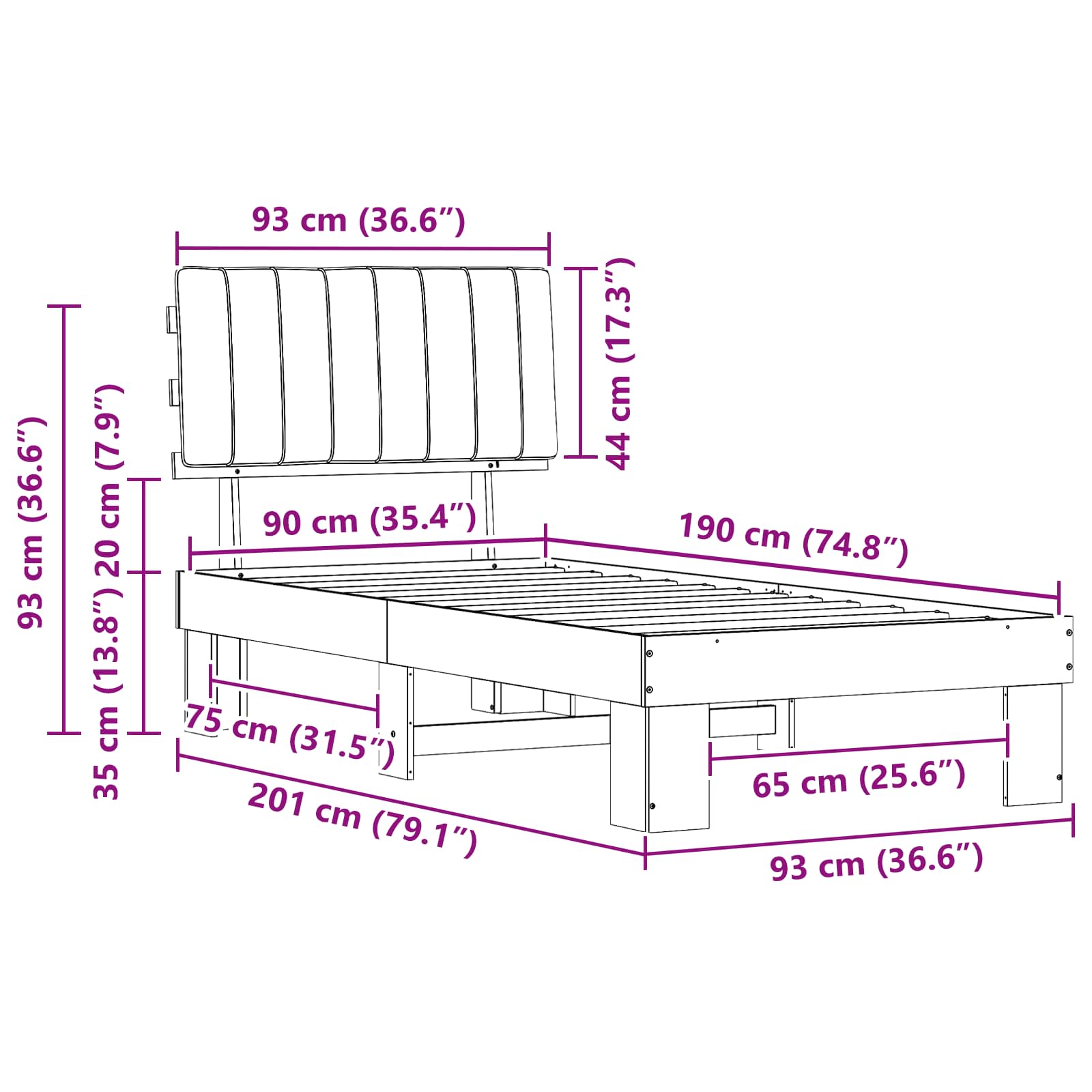 Bettgestell mit gepolstertem Kopfteil Hellgrau 200 x 200 cm