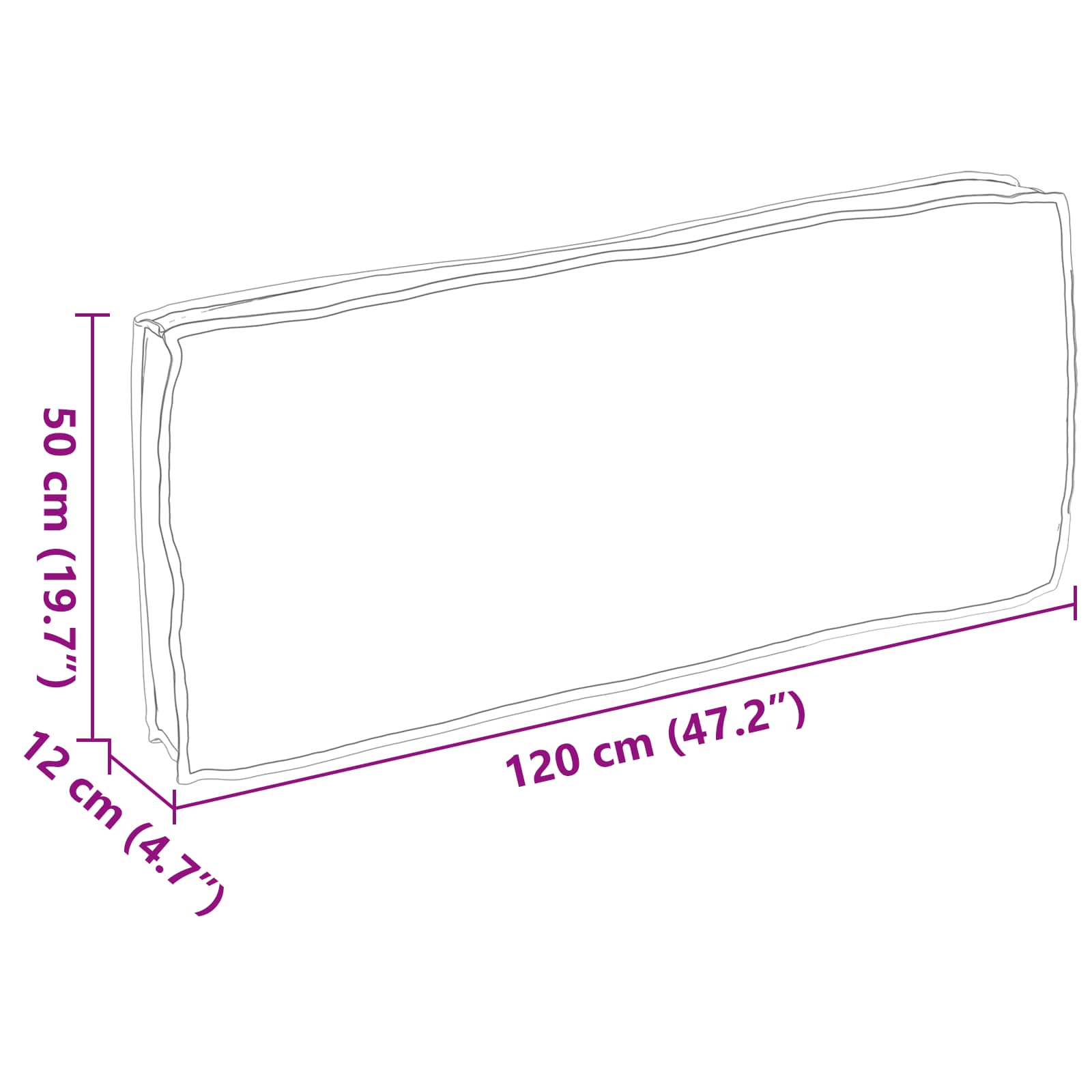 Kissen Anthrazit 120 x 50 x 12 cm Oxford-Stoff