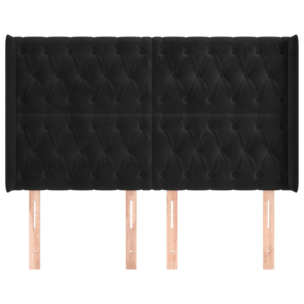 Kopfteil mit Ohren Dunkelblau 93x16x78/88 cm Samt