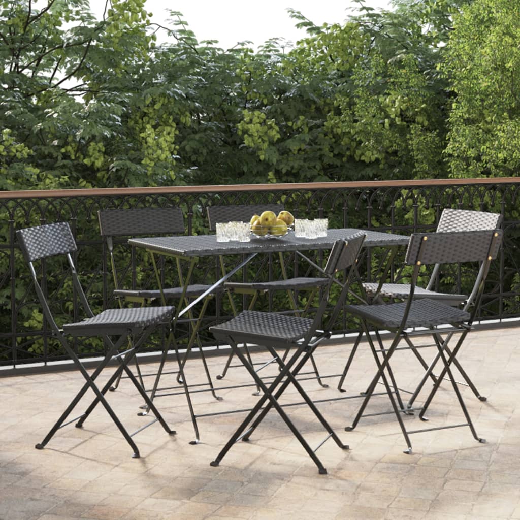 Bistrostühle 4 Stk. Klappbar Schwarz Poly Rattan und Stahl