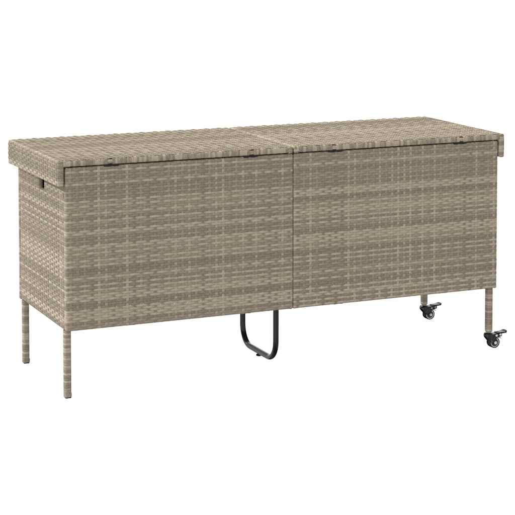 Gartentruhe mit Rollen Schwarz 110x55x73 cm Poly Rattan