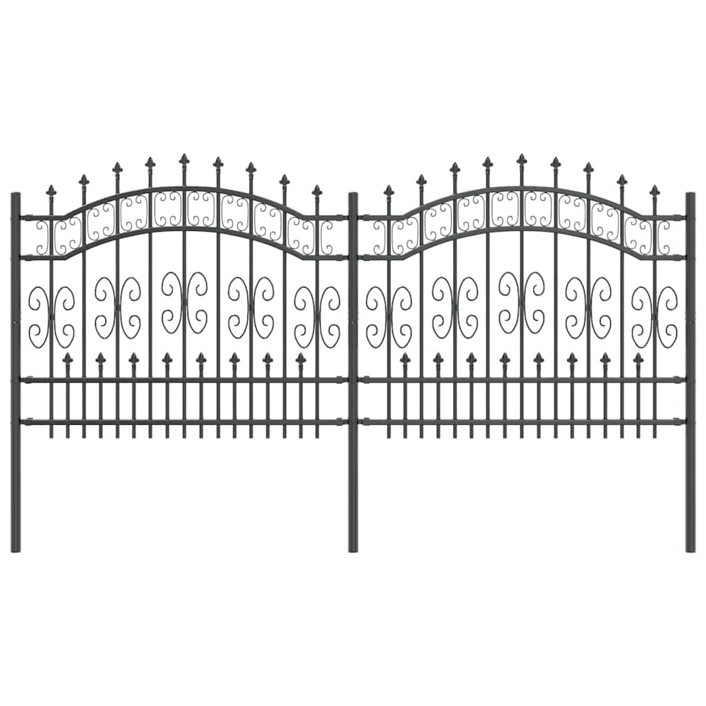 Gartenzaun KAMPEN mit Speerspitze Schwarz 240 x 75 cm Stahl