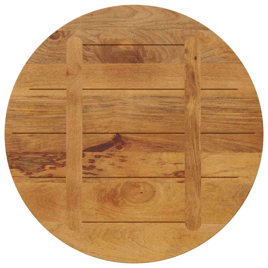 Tischplatte Ø 40x2,5 cm Rund Raues Massives Mangoholz