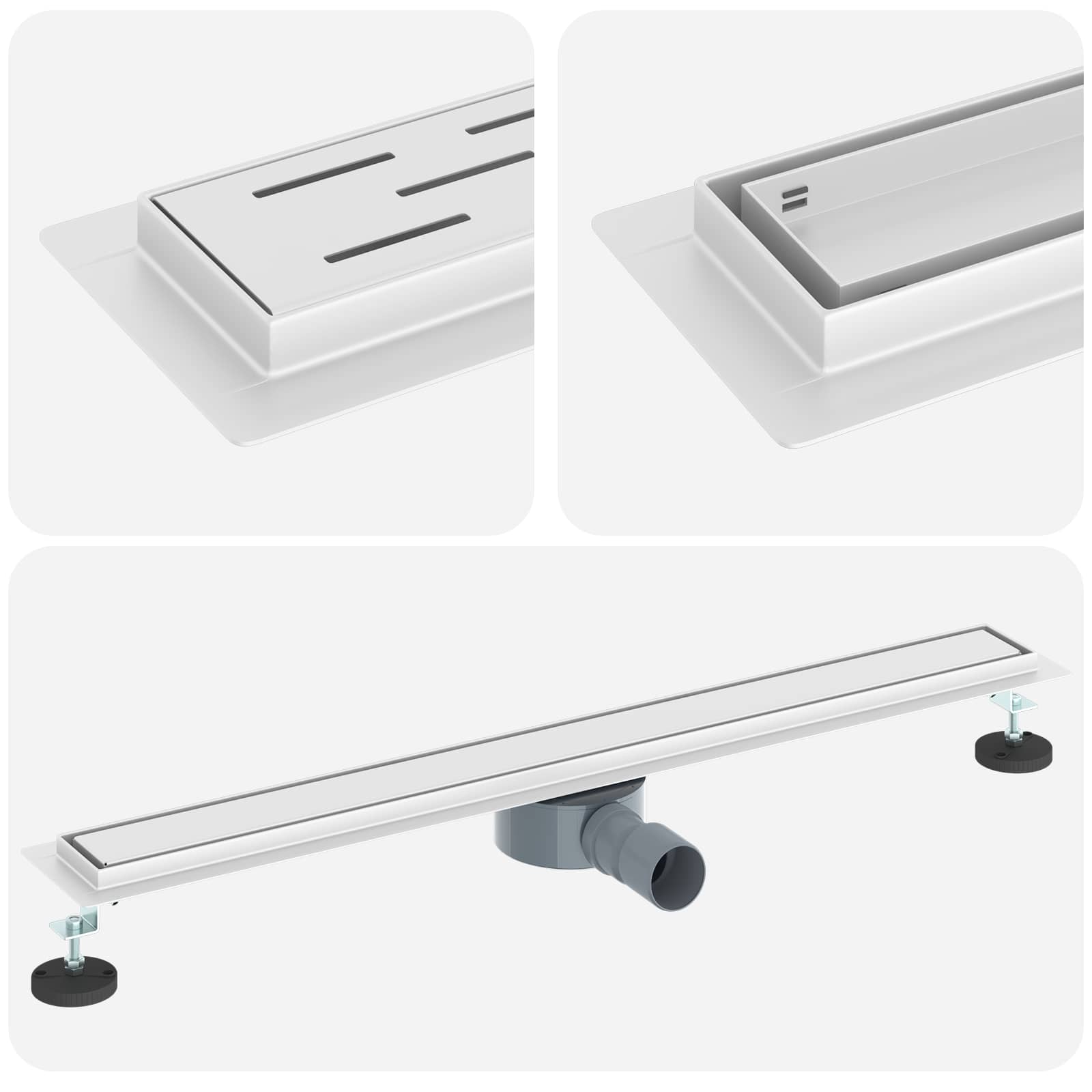 Duschablauf 2-in-1 mit 360° Siphon Silber 54 x 11 x 9,5 cm